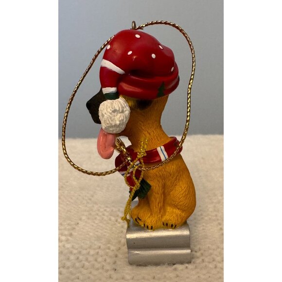 Cute Dog Christmas Ornament Dogs Tongue is Heart he's On Bone  saying Wuv U Wots - Picture 4 of 8